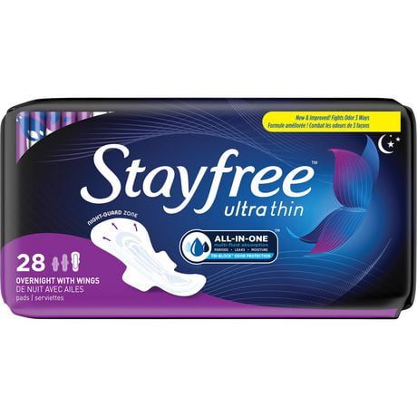 Stayfree® Ultra Thin Overnight Pads with Wings, 28 ultra thin pads