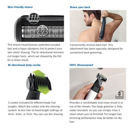 philips series 5000 showerproof body groomer with back attachment