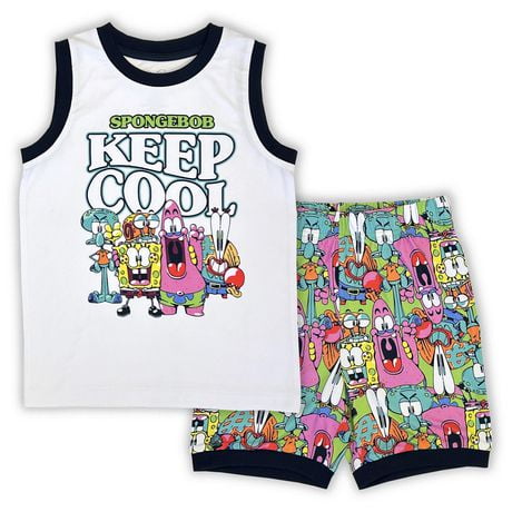 Sponge Bob Boys 2-pc  pyjama sleeveless tank top and short set, Sizes XS to L
