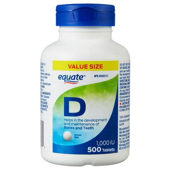 Equate Vitamine D 1 000 UI<br>500 Comprimés