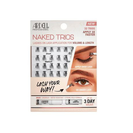 Ardell - Naked Trios Kit - Lashes on Lash Aplication for Volume & Length - Up to 3 Day Wear, Naked Trios Kit