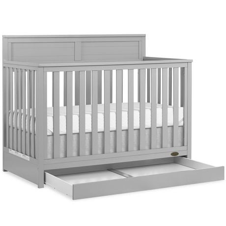 Dream On Me Jenny 5 in 1 Convertible Crib with Under Drawer, 3-position height