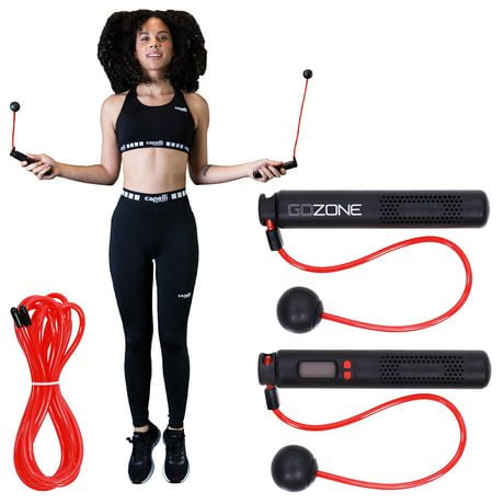 GoZone Cordless Jump Rope – Red/Black, With digital counter