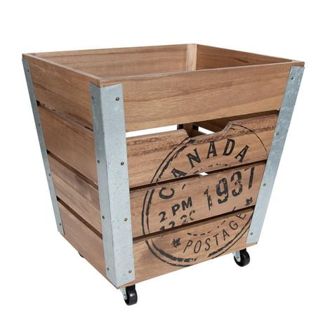 Wood Storage Crate On Wheels With Galvanized Metal Corner Accents - Wooden Storage Crates On Wheels Wood Storage Crate On Wheels With Galvanized Metal Corner Accents - Wooden Storage Crates On Wheels