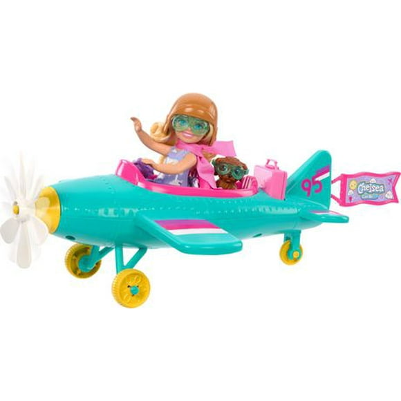 Barbie Chelsea Can Be… Plane Doll & Playset, 2-Seater Aircraft with Spinning Propellor & 7 Accessories, Ages 3+