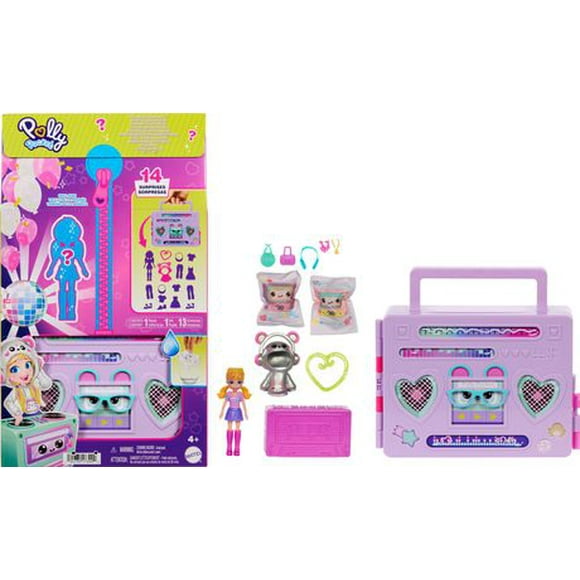 Polly Pocket Disco Dance Fashion Reveal Doll & Playset with Unboxing Surprises & Water Play, Ages 4+