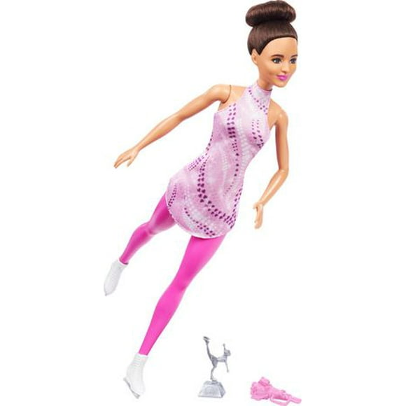 Barbie Careers Figure Skater Doll & Accessories, Brunette in Removable Skate Outfit with Trophy, Ages 3+