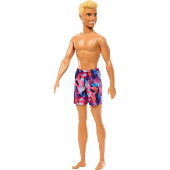 Beach Ken Doll with Blond Hair Wearing Purple Swimsuit, Ages 3+