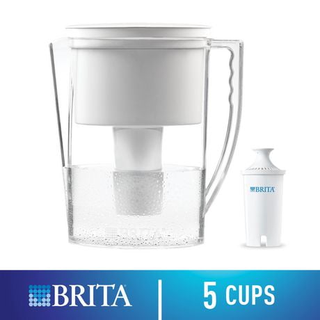 Brita® Small 5 Cup Water Filter Pitcher with 1 Standard Filter, BPA Free, Metro, White, Slim 5 Cup Pitcher