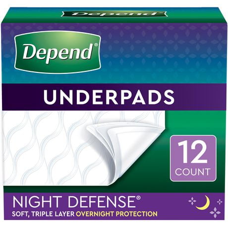Depend Waterproof Bed Pads, Overnight Absorbency, 12 Count