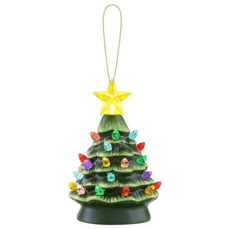 Mr. Christmas 5" Nostalgic Ceramic Lit Tree Ornament, Green