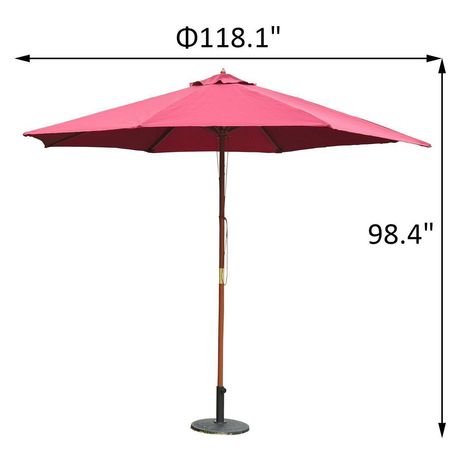 Outsunny 10 X 8 2 H Bamboo Round Patio Umbrella Walmart Canada