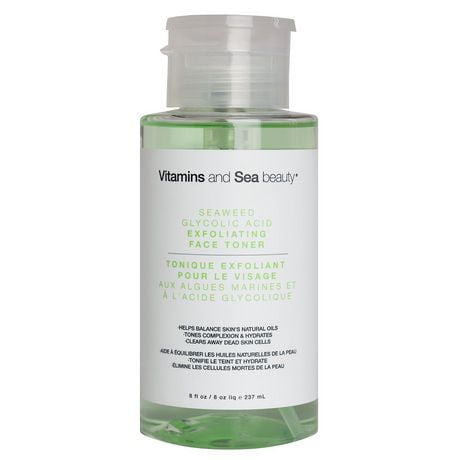Vitamins and Sea beauty Exfoliating Seaweed and Glycolic Acid Face Toner, 237 mL, Seaweed and Glycolic Acid