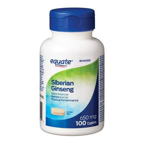 Equate Ginseng sibérien 650 mg 100 comprimés
