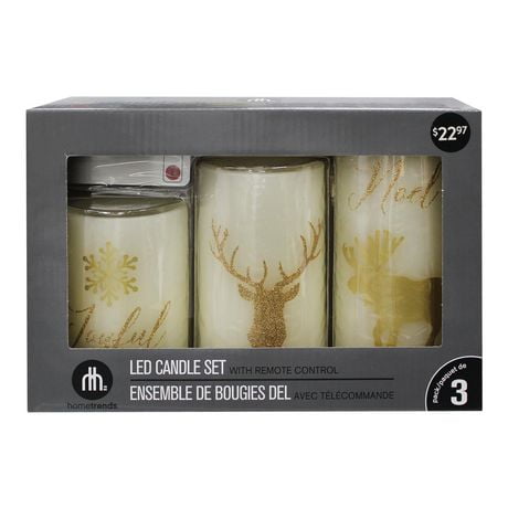 Hometrends Gold Printed Animal LED Candle Set Walmart Canada   6000205467327 