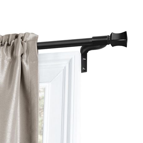 Smart Rods Easy Install Adjustable Cafe Window Rod, No Measuring, with Decorative Finials, Adjusts 48 to 120 Inches