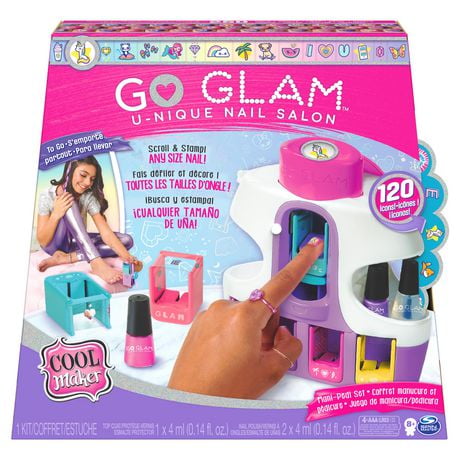 Cool Maker, GO GLAM U-nique Nail Salon with Portable Stamper, 5 Design Pods and Dryer, Nail Kit Kids Toys for Ages 8 and up, Cool Maker