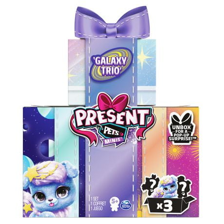 Present Pets Minis, Galaxy Trio 3-Pack of 3-inch Plush Toys, Kids Toys for Girls Aged 5 and up