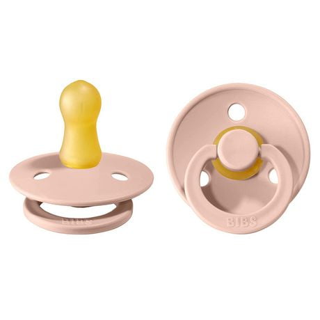 BIBS Pacifiers | 2-Pack | Blush Colour | Size 0-6 Months, Natural Rubber Pacifier, Made in Denmark
