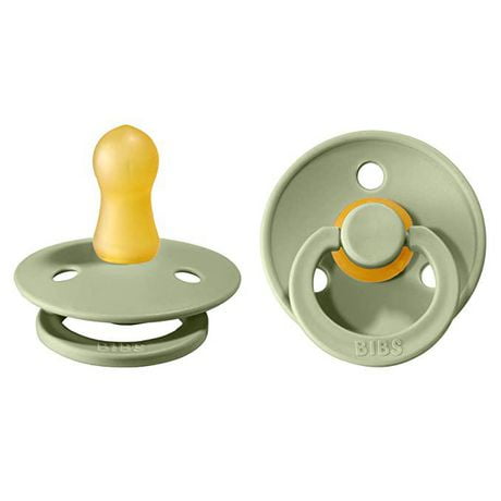 BIBS Pacifiers | 2-Pack | Sage Colour | Size 0-6 Months, Natural Rubber Pacifier, Made in Denmark