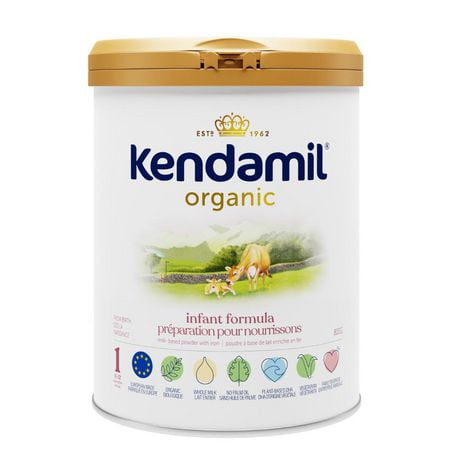 Kendamil Organic Whole Milk Baby Formula Powder, European with HMOs, Prebiotics, No Palm Oil or Soy, with DHA, 800g, 0-12 Months, Kendamil Organic Baby Formula