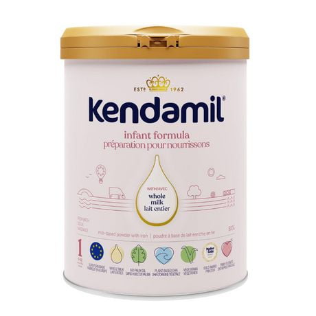 Kendamil Whole Milk Baby Formula Powder, European with HMOs, Prebiotics, No Palm Oil or Soy, with DHA, 800g, 0-12 Months