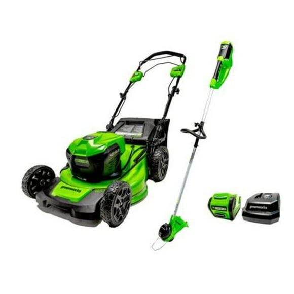 Greenworks 40V 20" SP Lawn Mower + 12" Trimmer, 5.0AH Battery & Charger Included