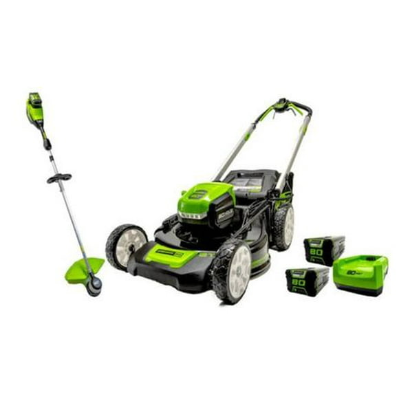Greenworks 80V 21" SP Mower + 16" Trimmer, 4AH+2AH Battery and Charger Included