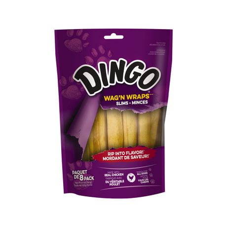 Dingo Wag'n Wraps Minces, Paquet de 8