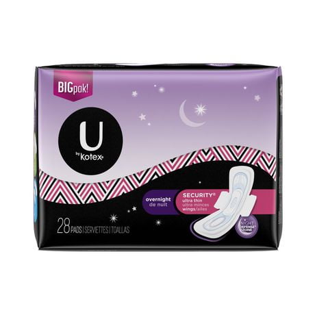 U by Kotex Security Ultra Thin Overnight Pads with Wings ...