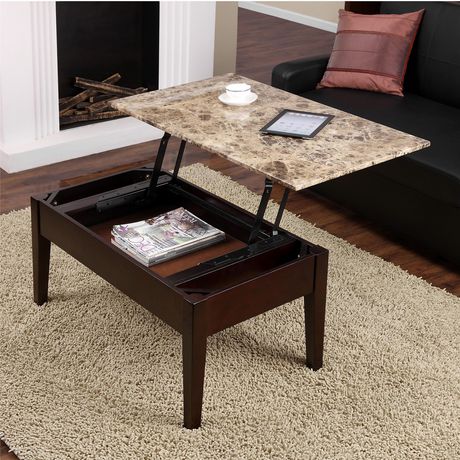 Dorel Living Faux Marble Lift Top Coffee Table With Storage Espresso Walmart Canada