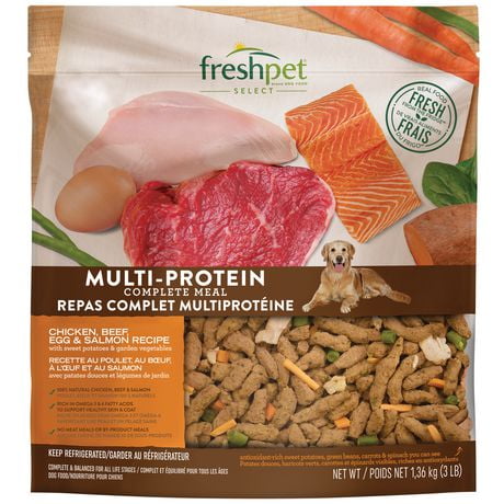 FRESHPET® SELECT MULTI-PROTEIN COMPLETE MEAL: CHICKEN, BEEF, EGG & SALMON, Available in: 1.36 kg. bag