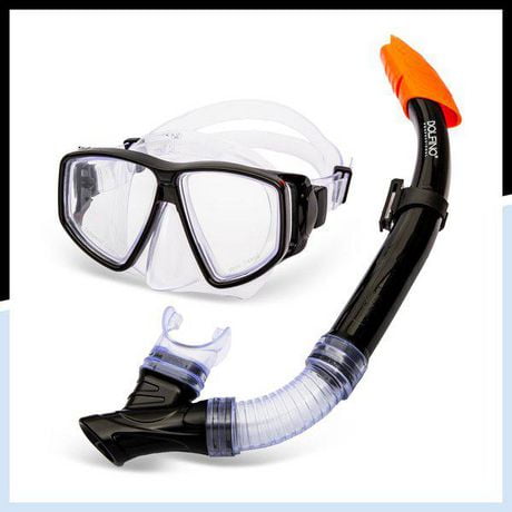 Dolfino Pro Pinnacle Adult Mask and Snorkel Combo Set - Black