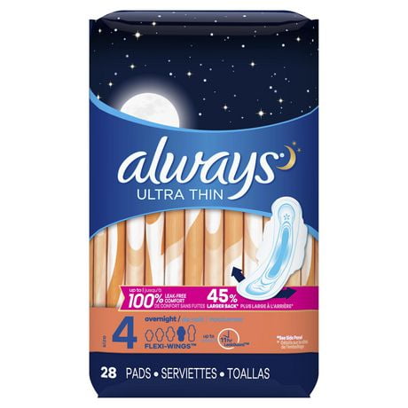 pads always thin wings ultra unscented overnight walmart canada