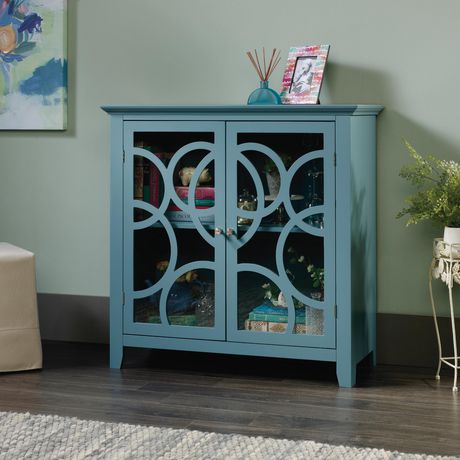 Sauder® Shoal Creek Collection Elise Display Cabinet, Moody Blue ...