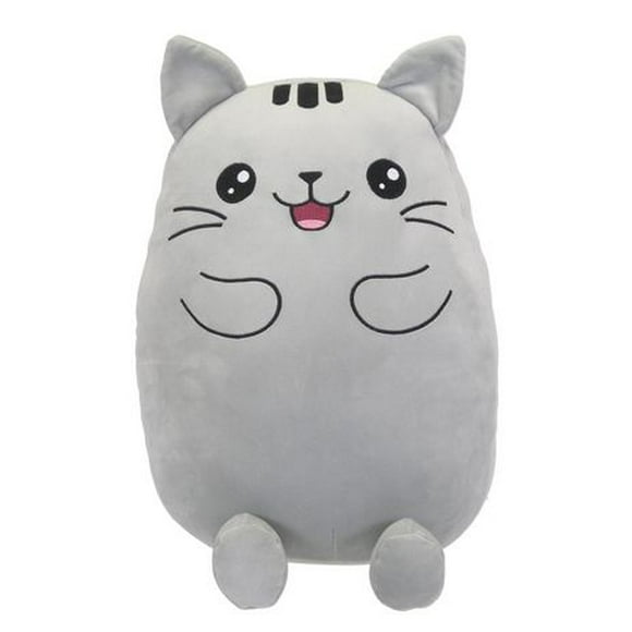 Kid Connection 16''H plush light grey cat, Soft, smooth, and snuggly