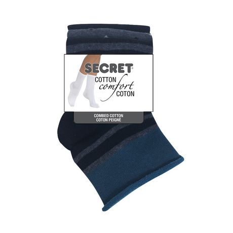 Secret® Ladies 3pk Patterned Roll Top Quarter Socks | Walmart Canada