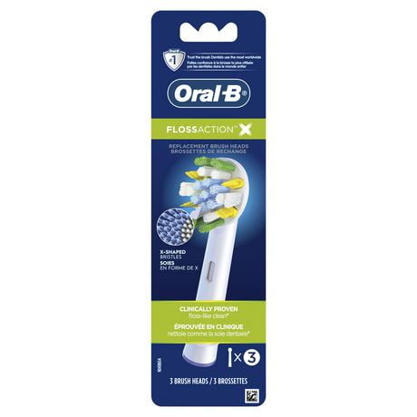 Brossettes de rechange Oral-B FlossAction avec filaments en X pour brosse à dents électrique 3 unités