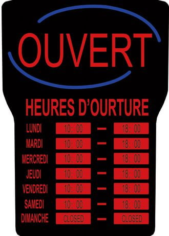 Enseigne indiquant « OUVERT » et les heures d'ouverture | Walmart.ca