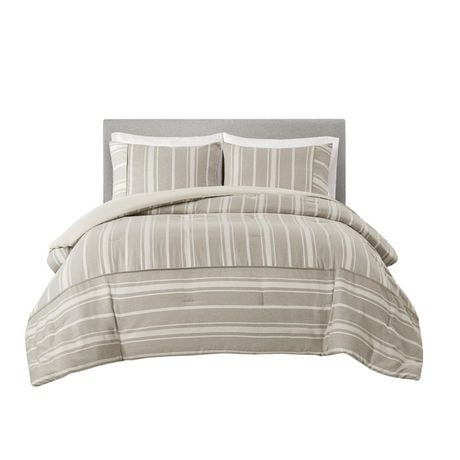 Kent 3 Piece Striped Herringbone Oversized Comforter Set | Walmart Canada