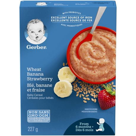 Céréales pour bébés GERBER® Étape 2 Blé avec banane et fraise 227 g 227 GR