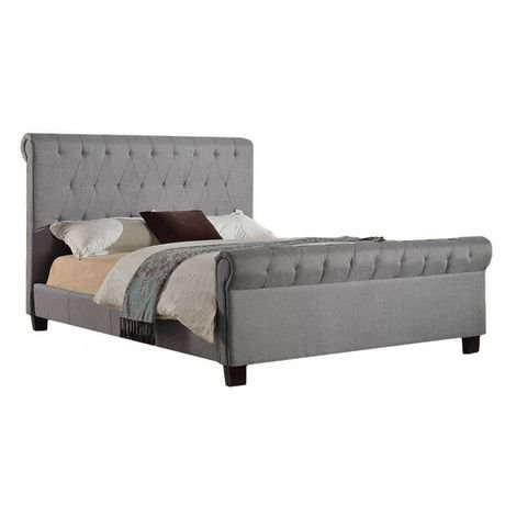 Brassex Grey Tufted Headboards Queen Bed Frame | Walmart Canada