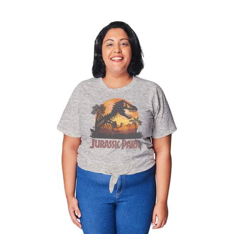 Jurassic World Ladies Plus Palm Logo Front Tie Top