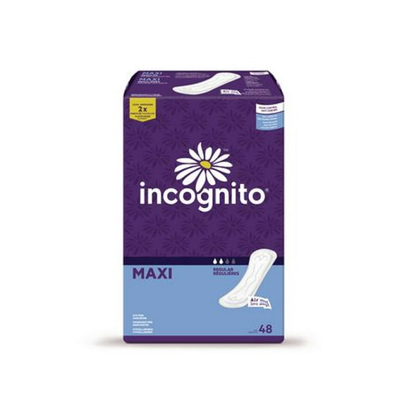 Serviettes Maxi Régulières d'Incognito® 48 un Pour tous genre de fuite