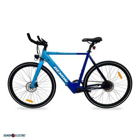 Demon Electric Vélo électrique de 27,5 pouces, moteur de 250 W pour adultes, vélo électrique de ville, 32 km/h, vélo électrique de navette avec 36V batterie dissimulée, bleu