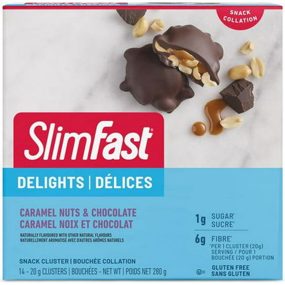 SlimFast Keto Bomb Snacks, 14x20g Chocolate Caramel Nut Clusters per Box, 280 Grams, Slimfast KETO Bombs 14 pc x 20g