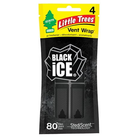 LITTLE TREES air freshener Vent Wrap Black Ice 4-Pack, LT VW Black Ice 4-Pack