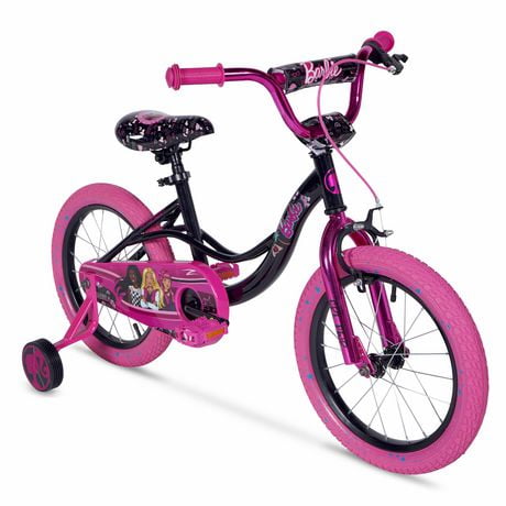 Barbie GRLPOWER 16" Vélo avec des roues d'entraînement, noir et rose