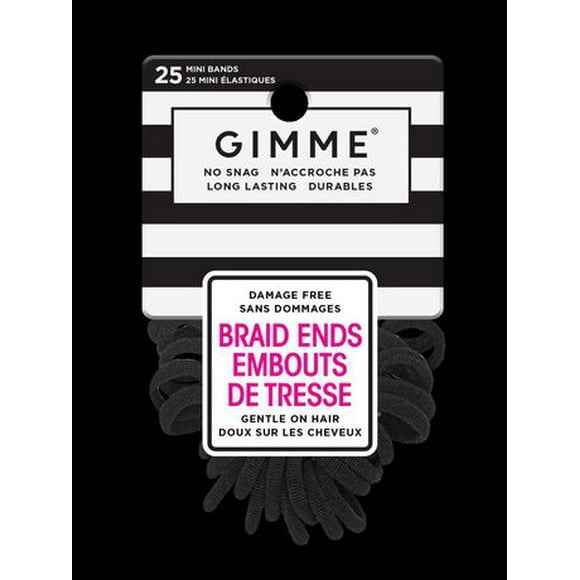 Gimme Hair Ties, Black Braid Ends, 25 Ct, Gimme black hair ties for braid ends, 25 count