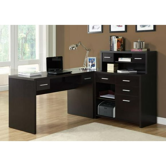 Monarch Specialties Computer Desk, Home Office, Corner, Left, Right Set-up, Storage Drawers, L Shape, Work, Laptop, Laminate, Brown, Contemporary, Modern